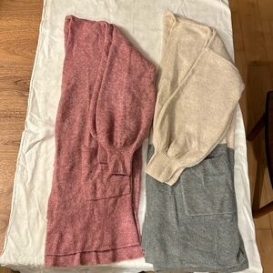 Madewell lot of 2 same cardigan sweaters women’s small pink, cream aqua green